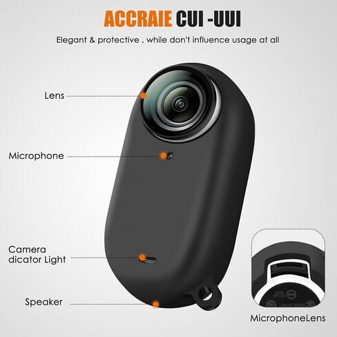 LEWOTE Silicone Len Case Compatible with Insta360 GO 3[With Neck Strap and Cap Anti-loss Strap] in Saudi Arabia