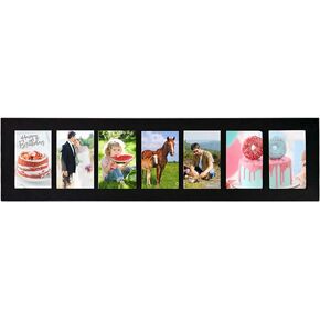 Adeco Decorative Wood Wall Hanging Picture Frame, 4 by 6-Inch, Black, 5-Divided Opening
