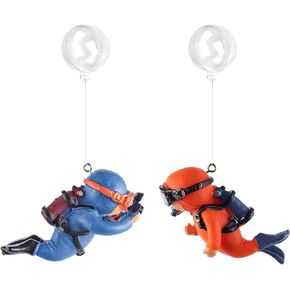2 Pack Fish Tank Decorations Aquarium Floating Decorations Cute Diver Fish Tank Accessories (Blue, Orange) in Kuwait
