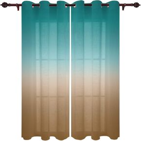 Fahome Blackout Curtains Thermal Insulated Noise Reducing for Bedroom, Ombre Brown Turquoise Cyan Gradient Room Darking Window Curtain 27.5 x 39 inches Long 2 Panels in Saudi Arabia