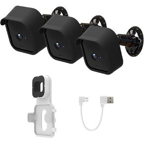 نافور حامل يثبت على الحائط قابل للتعديل بزاوية 360 درجة مع 3 اغطية واقية لكاميرا بلينك الخارجية الجديدة كليا، مع وحدة مزامنة وميض واحدة ومنفذين لنظام امان كاميرا بلينك من 3 قطع (اسود) in Kuwait