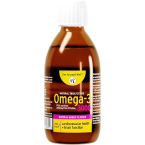 Liquid Omega 3 Fish Oil. Promotes Brain, Eye, Heart, Joint & Immune Health. Natural Triglyceride. 237ml / 8oz - 48 Servings. Lemon