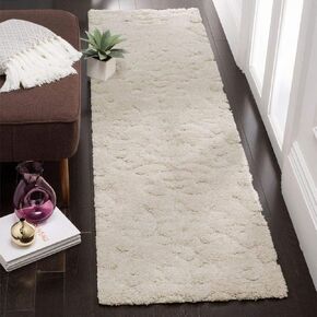 SAFAVIEH Florida Shag Collection Runner Rug - 2'3" x 7', Cream & Beige, Scroll Design, Non-Shedding & Easy Care, 1.2-inch Thick Ideal for High Traffic Areas in Living Room, Bedroom (SG470-1113) in Saudi Arabia