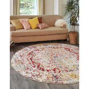 Rugs.com Arlington Collection Rug – 5 Ft Square White Medium-Pile Rug Perfect for Living Rooms, Kitchens, Entryways
