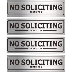 No Soliciting Sign for House, Metal Self-Adhesive Signs for Door Wall, Aluminum Soliciting Signboard for Business Office Home (4 Pack, 7×2 inches) in Kuwait