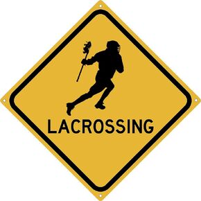 Lacrossing 12" x 12" Tin Road Sign Lacrosse Player Sport Home Gym Garage Dorm Decor in Saudi Arabia
