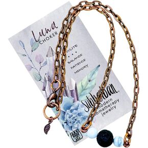 Subherban Lava Rock Essential Oil Choker Necklace, Lava Stone Choker for Women, Handmade USA Oil Diffuser, Relaxation Gifts for Women (Luna Choker | Howlite) in Kuwait