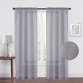 مجموعة توني ستائر شفافة بلون أحمر الخدود بطول 63 بوصة، ستائر فوال لجيب قضيب تصفية الضوء لغرفة المعيشة، معالجة نوافذ شبه فوال للباب (52 × 63 بوصة، أحمر الخدود، لوحتان) in Kuwait