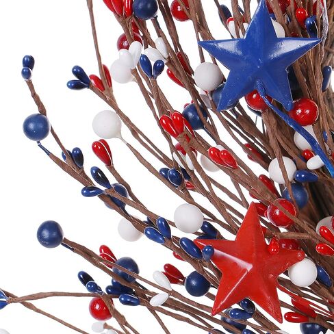 J'FLORU إكليل الرابع من يوليو، 20in أمريكا إكليل وطني أحمر أبيض أزرق بيري إكليل للديكور الرابع من يوليو والاحتفال بيوم الاستقلال in Kuwait