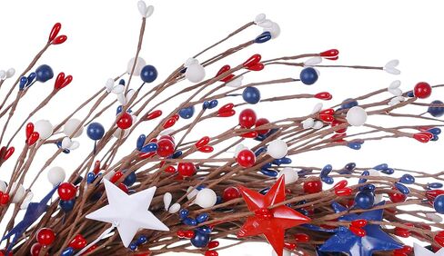 J'FLORU إكليل الرابع من يوليو، 20in أمريكا إكليل وطني أحمر أبيض أزرق بيري إكليل للديكور الرابع من يوليو والاحتفال بيوم الاستقلال in Kuwait