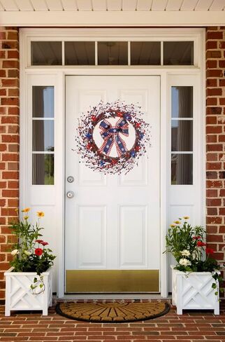 J'FLORU إكليل الرابع من يوليو، 20in أمريكا إكليل وطني أحمر أبيض أزرق بيري إكليل للديكور الرابع من يوليو والاحتفال بيوم الاستقلال in Kuwait