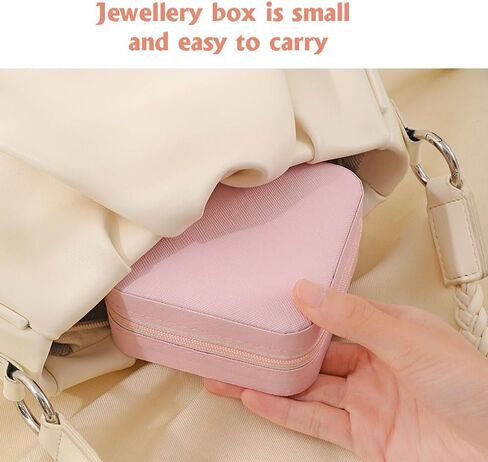 Himilucky Jewellery Box Organiser, Faux Leather Travel Jewelry Case with Zippers, Portable Small PU Jewelry Organiser Storage for Rings Earrings Necklace Bracelets for Girls Women, Pink in Kuwait