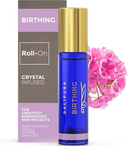 باليبورا - كريستال أورا رول أون - زيوت عطرية طبيعية للولادة - حجر القمر وأحجار الجمشت الكريمة والكريستال - مزيج الزيوت العطرية - 0.34 أونصة سائلة in Kuwait