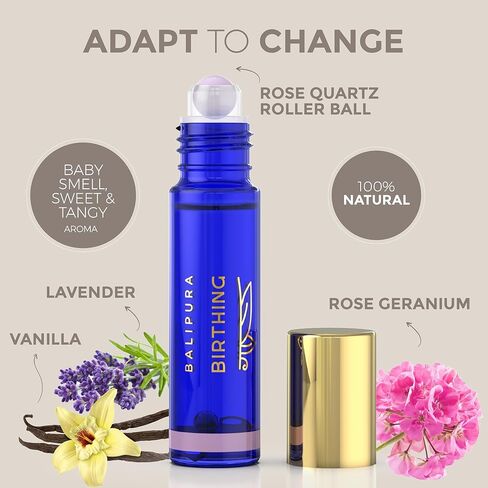 باليبورا - كريستال أورا رول أون - زيوت عطرية طبيعية للولادة - حجر القمر وأحجار الجمشت الكريمة والكريستال - مزيج الزيوت العطرية - 0.34 أونصة سائلة in Kuwait