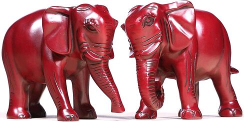 سوسروم مجموعة من 2 تمثال فيل احمر مع صندوق اعلى/أسفل الثروة، تمثال فيل فينغ شوي لديكور المنزل لغرفة المعيشة - هدية مثالية للام والنساء في عيد الميلاد in Kuwait