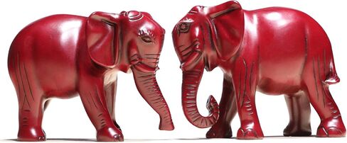 SUSROM Pack 2 Red Elephant Statues and Figurines with Trunk Up/Down-Wealth Feng Shui Elephant Statue Home Decor for Living Room-Ideal Gift for Mom Women Birthday in Saudi Arabia
