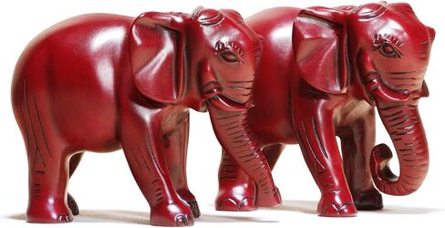 SUSROM Pack 2 Red Elephant Statues and Figurines with Trunk Up/Down-Wealth Feng Shui Elephant Statue Home Decor for Living Room-Ideal Gift for Mom Women Birthday in Saudi Arabia