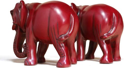 SUSROM Pack 2 Red Elephant Statues and Figurines with Trunk Up/Down-Wealth Feng Shui Elephant Statue Home Decor for Living Room-Ideal Gift for Mom Women Birthday in Saudi Arabia