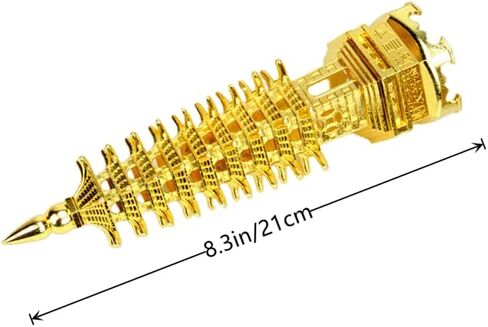 تمثال على شكل برج وين تشانغ 8.3 انش مع قاعدة وعملة فينغ شوي الصينية لتزيين المكتب والمنزل وجذب الحظ والثروة والنجاح من كونتيك (9 طوابق ذهبية) in Kuwait