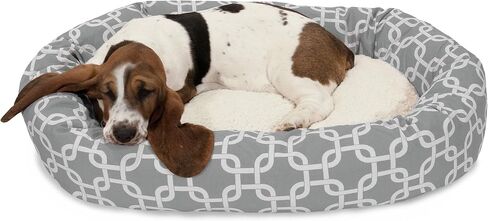 Majestic Pet 32 Inch Links Sherpa Calming Dog Bed Washable – Cozy Soft Round Dog Bed with Spine for Head Support - Fluffy Donut Dog Bed 32x23x7 (inch) – Round Pet Bed Medium - NAVY in Saudi Arabia
