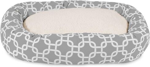 Majestic Pet 32 Inch Links Sherpa Calming Dog Bed Washable – Cozy Soft Round Dog Bed with Spine for Head Support - Fluffy Donut Dog Bed 32x23x7 (inch) – Round Pet Bed Medium - NAVY in Saudi Arabia