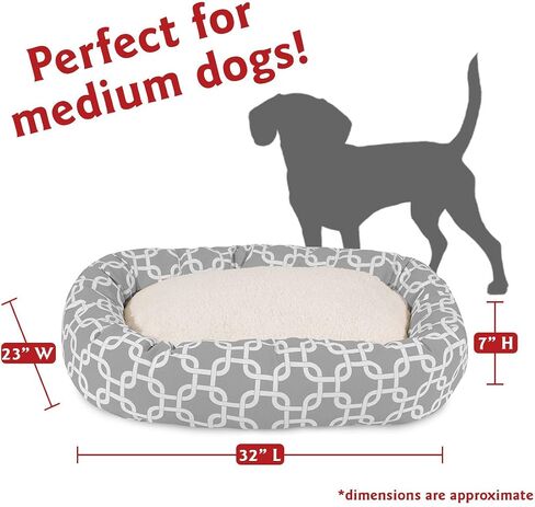 Majestic Pet 32 Inch Links Sherpa Calming Dog Bed Washable – Cozy Soft Round Dog Bed with Spine for Head Support - Fluffy Donut Dog Bed 32x23x7 (inch) – Round Pet Bed Medium - NAVY in Saudi Arabia