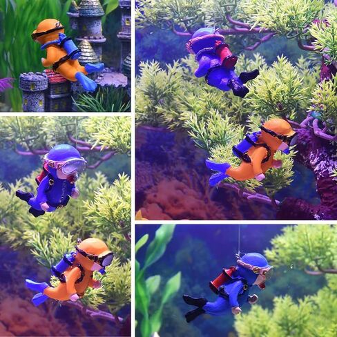 2 Pack Fish Tank Decorations Aquarium Floating Decorations Cute Diver Fish Tank Accessories (Blue, Orange) in Kuwait