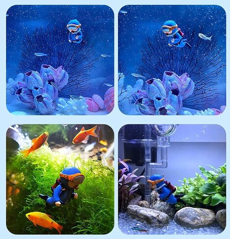 2 Pack Fish Tank Decorations Aquarium Floating Decorations Cute Diver Fish Tank Accessories (Blue, Orange) in Kuwait