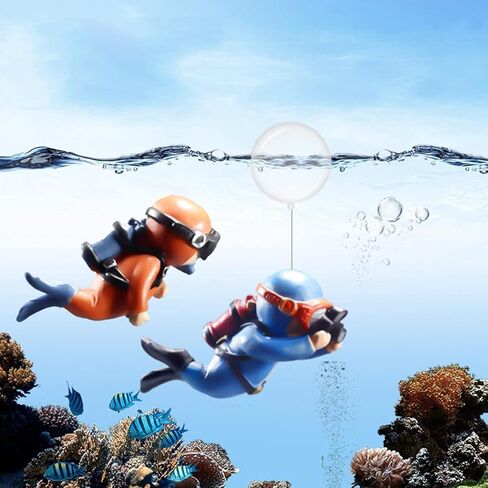 2 Pack Fish Tank Decorations Aquarium Floating Decorations Cute Diver Fish Tank Accessories (Blue, Orange) in Kuwait