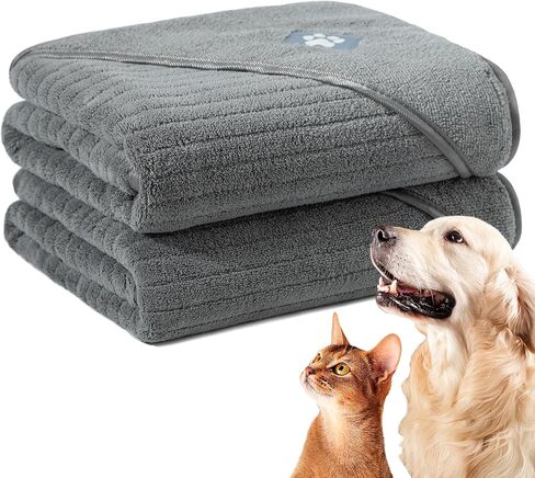 منشفة تنظيف الحيوانات الأليفة سريعة الجفاف من الألياف الدقيقة من بوليت لتجفيف الكلاب والقطط من جميع السلالات والأحجام، 24 × 40 بوصة، عبوتان in Kuwait
