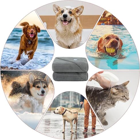 منشفة تنظيف الحيوانات الأليفة سريعة الجفاف من الألياف الدقيقة من بوليت لتجفيف الكلاب والقطط من جميع السلالات والأحجام، 24 × 40 بوصة، عبوتان in Kuwait