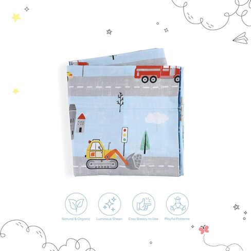 Boston Linen Co. غطاء وسادة أرضية للأطفال غطاء سرير Roadster Roar Lounger للأطفال ووسادة للقراءة ووقت الراحة والألعاب - Queen in Kuwait