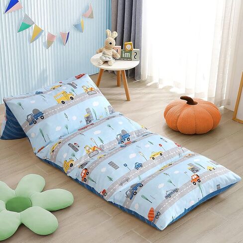 Boston Linen Co. غطاء وسادة أرضية للأطفال غطاء سرير Roadster Roar Lounger للأطفال ووسادة للقراءة ووقت الراحة والألعاب - Queen in Kuwait