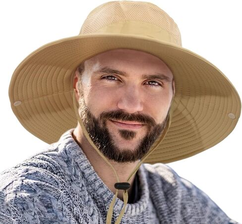 قبعة صيد للرجال، قبعة شمسية بحافة واسعة قابلة للطي في الهواء الطلق والتنزه سيرًا على الأقدام والحديقة والسفاري والشاطئ in Kuwait