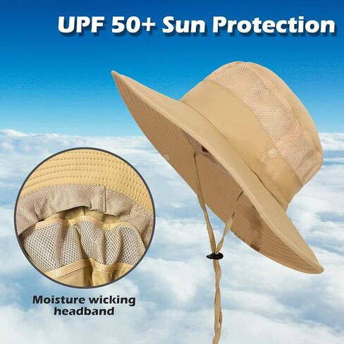 قبعة صيد للرجال، قبعة شمسية بحافة واسعة قابلة للطي في الهواء الطلق والتنزه سيرًا على الأقدام والحديقة والسفاري والشاطئ in Kuwait
