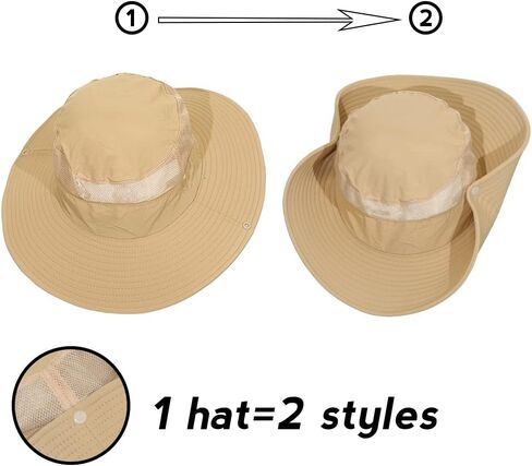 قبعة صيد للرجال، قبعة شمسية بحافة واسعة قابلة للطي في الهواء الطلق والتنزه سيرًا على الأقدام والحديقة والسفاري والشاطئ in Kuwait