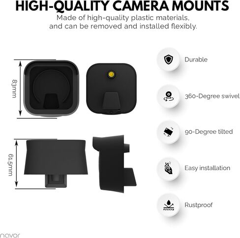 نافور حامل يثبت على الحائط قابل للتعديل بزاوية 360 درجة مع 3 اغطية واقية لكاميرا بلينك الخارجية الجديدة كليا، مع وحدة مزامنة وميض واحدة ومنفذين لنظام امان كاميرا بلينك من 3 قطع (اسود) in Kuwait