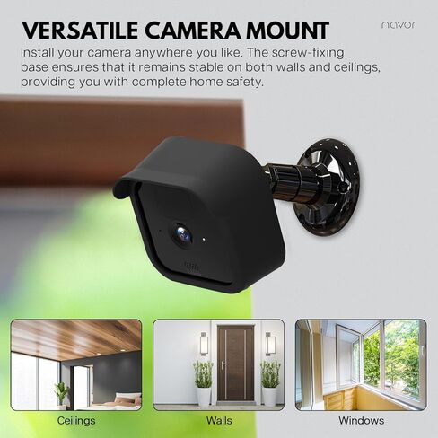 نافور حامل يثبت على الحائط قابل للتعديل بزاوية 360 درجة مع 3 اغطية واقية لكاميرا بلينك الخارجية الجديدة كليا، مع وحدة مزامنة وميض واحدة ومنفذين لنظام امان كاميرا بلينك من 3 قطع (اسود) in Kuwait