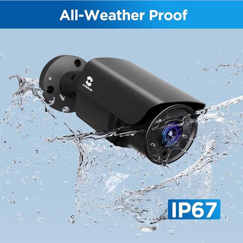 كاميرا GWSECU 3MP خارجية PoE IP، كاميرا مراقبة أمنية سلكية مع صوت، عدسة ثابتة 2.8 مم FOV 110 درجة زاوية واسعة، IP67 مقاومة للطقس 100 قدم رؤية ليلية بالأشعة تحت الحمراء، تسجيل 24/7، GW-B3U37EA3M-V in Kuwait
