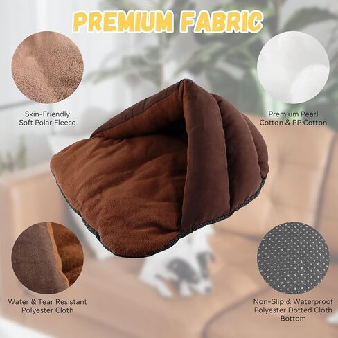 Yunnarl Ultra Soft Fleece Dog Bed, Washable Pet Bed for Small Medium Dogs and Cats, Waterproof Bottom Surface, 25 x 20 Inches, Dog Cat Bed, Chocolate in Kuwait
