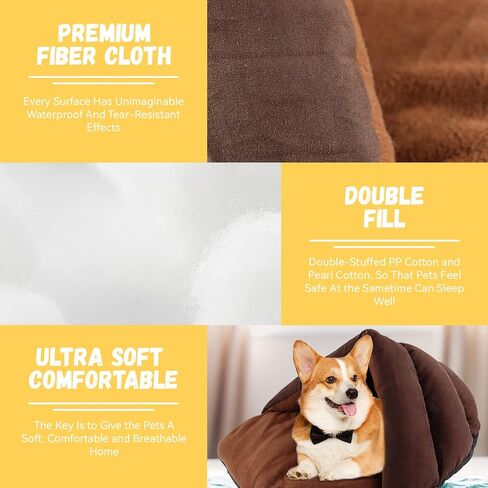 Yunnarl Ultra Soft Fleece Dog Bed, Washable Pet Bed for Small Medium Dogs and Cats, Waterproof Bottom Surface, 25 x 20 Inches, Dog Cat Bed, Chocolate in Kuwait