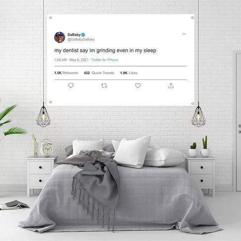 RonningStar My Dentist Say Im Grinding Even In My Sleep Dababy Tweet Banner 3x5FT Tapestry Home Living Room Dorm Decor in Kuwait