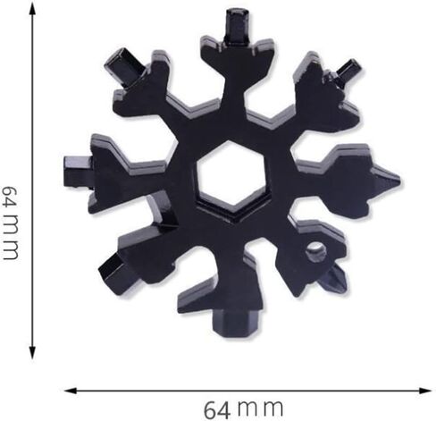 اداة متعددة الاستخدامات 18 في 1 بتصميم ندفة الثلج، فتاحة زجاجات من الستانلس ستيل / طقم مفك براغي فيليبس مسطح / مفتاح ربط، متينة وقابلة للحمل، هدية رائعة للكريسماس (فضي واسود) in Kuwait