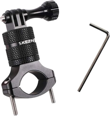 حامل مقود الدراجة من الألومنيوم لـ GoPro 12 أسود، دوران 360 درجة من الألومنيوم لضبط حامل الدراجة متوافق مع كاميرا الحركة Hero 11/10/9/8/7/6، Garmin، CASIO، أسود in Kuwait