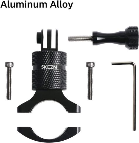 حامل مقود الدراجة من الألومنيوم لـ GoPro 12 أسود، دوران 360 درجة من الألومنيوم لضبط حامل الدراجة متوافق مع كاميرا الحركة Hero 11/10/9/8/7/6، Garmin، CASIO، أسود in Kuwait