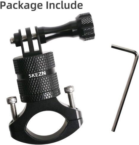 حامل مقود الدراجة من الألومنيوم لـ GoPro 12 أسود، دوران 360 درجة من الألومنيوم لضبط حامل الدراجة متوافق مع كاميرا الحركة Hero 11/10/9/8/7/6، Garmin، CASIO، أسود in Kuwait