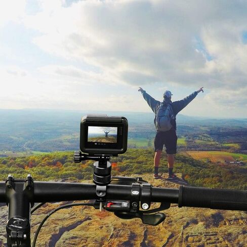 حامل مقود الدراجة من الألومنيوم لـ GoPro 12 أسود، دوران 360 درجة من الألومنيوم لضبط حامل الدراجة متوافق مع كاميرا الحركة Hero 11/10/9/8/7/6، Garmin، CASIO، أسود in Kuwait