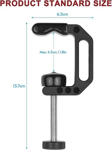 Lanxire C Clamp Camera Mount with 1/4’’ and 3/8’’ Threaded Holes - 4.5cm Jaw Opening - Max Load 2kg - 2 Pack in Saudi Arabia