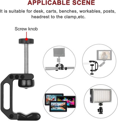 Lanxire C Clamp Camera Mount with 1/4’’ and 3/8’’ Threaded Holes - 4.5cm Jaw Opening - Max Load 2kg - 2 Pack in Saudi Arabia