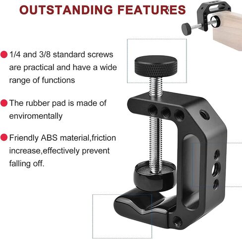 Lanxire C Clamp Camera Mount with 1/4’’ and 3/8’’ Threaded Holes - 4.5cm Jaw Opening - Max Load 2kg - 2 Pack in Saudi Arabia